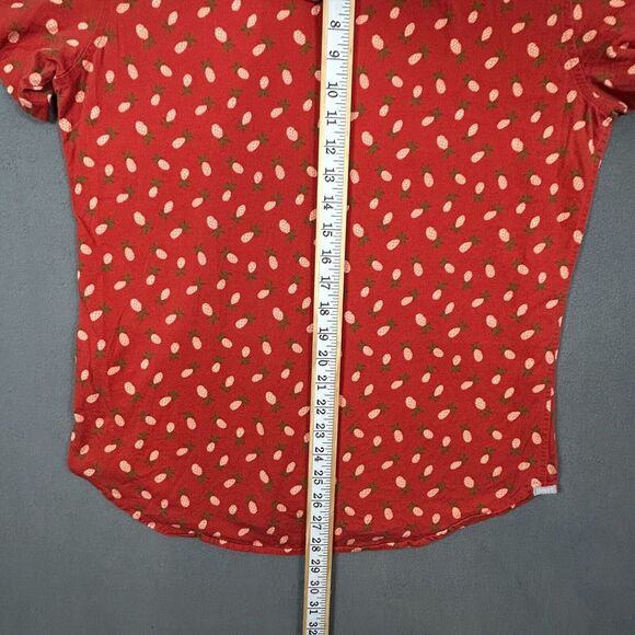 Bonobos Shirt Mens Medium Red Slim Fit All Over Pineapple Print Short‎ Sleeve - Picture 9 of 10